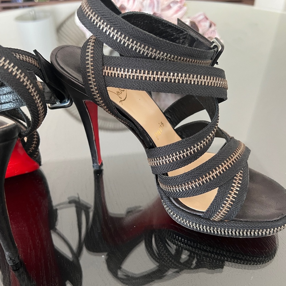Christian Louboutin Zipper Style Criss Cross Sandals